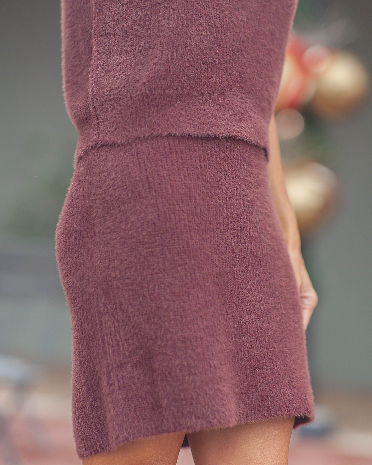 Crosby Fuzzy Mini Skirt-Burgundy