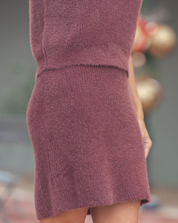 Crosby Fuzzy Mini Skirt-Burgundy