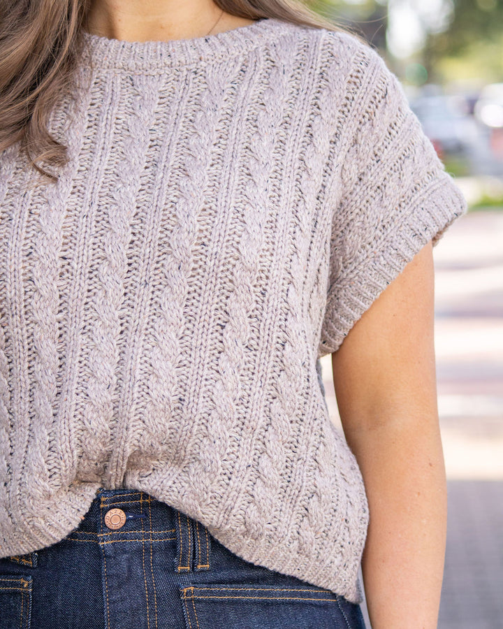 Effortless Cable Knit Sweater Tank-Beige