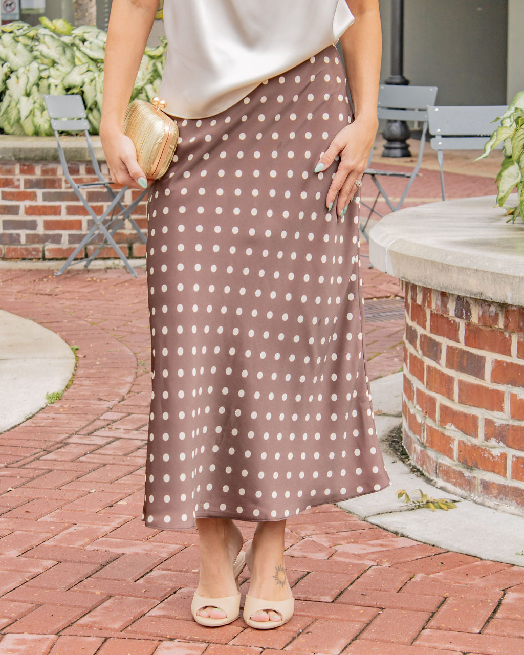 Sabrina Polka Dot Maxi Skirt-Brown