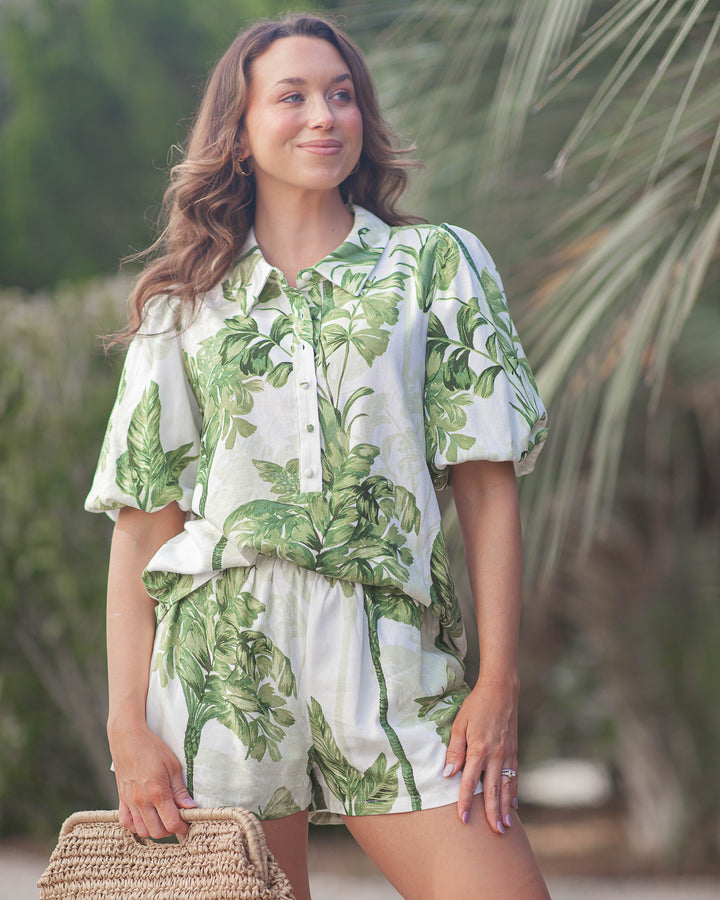 Sugarbag Linen Shorts-Tropical