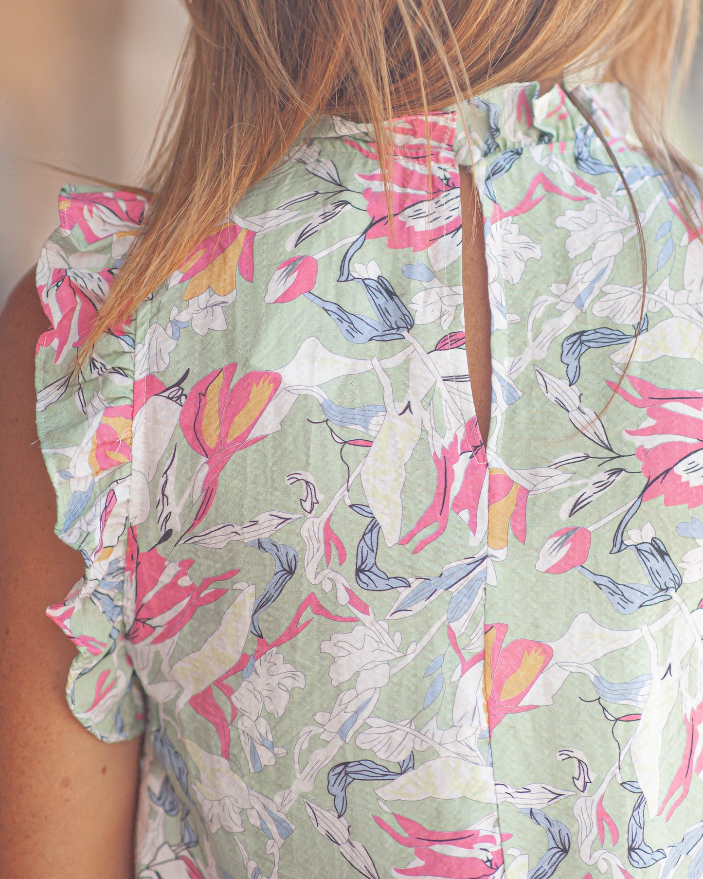 Jenny Floral Print Top-Sage