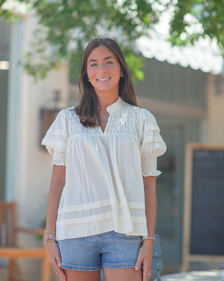 Melissa Crinkle Top-Cream