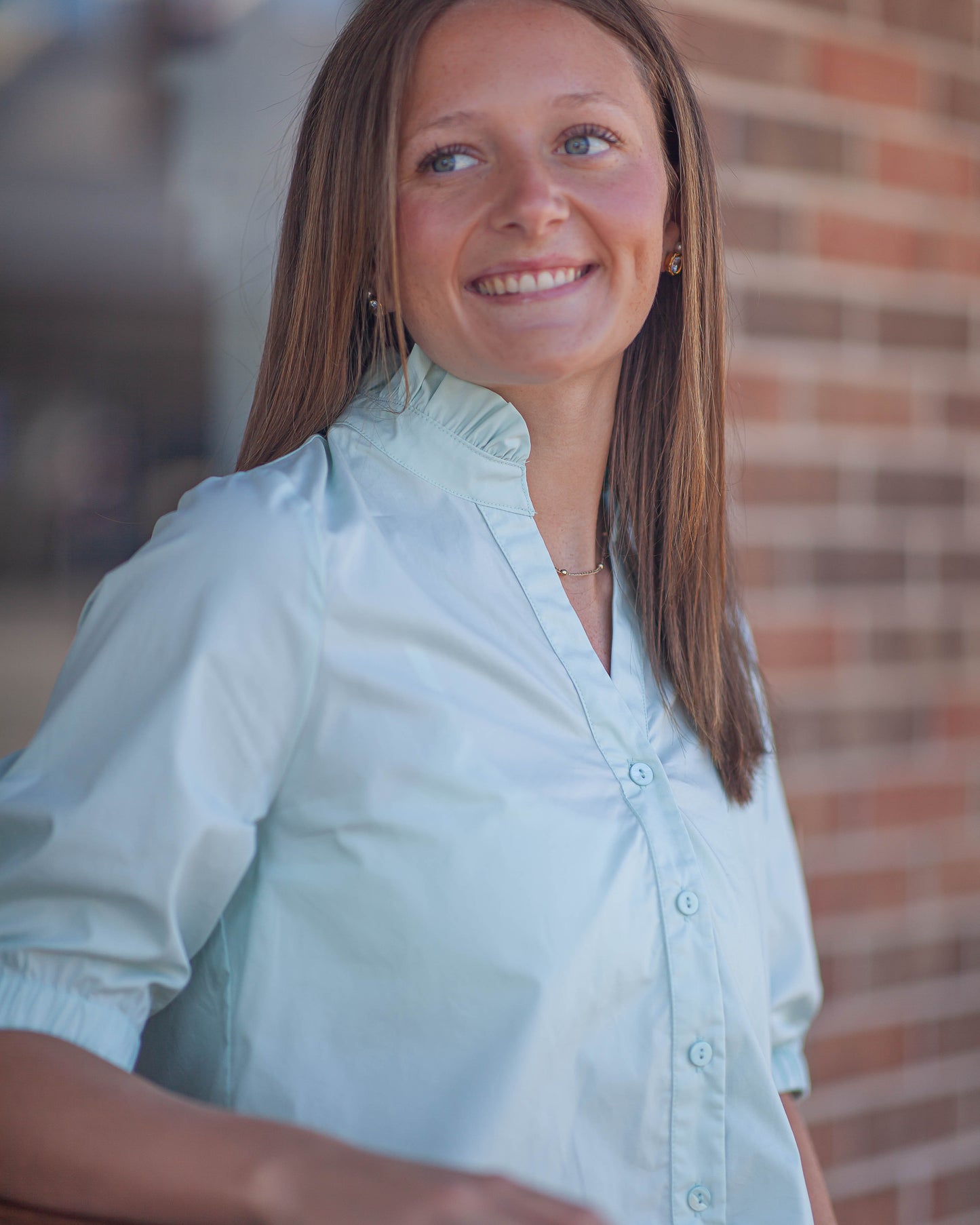 Ginny V-Neck Top-Mint