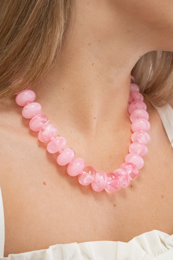 Sugar Bead Necklace-Pink