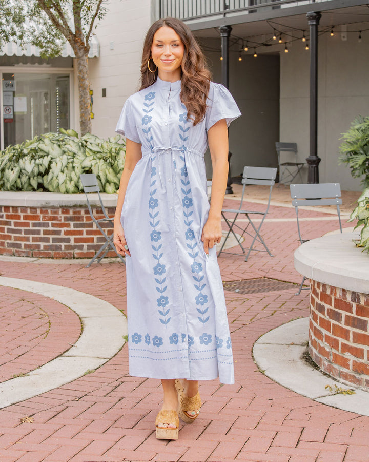 Magnolia Flutter Midi Dress-Glacier