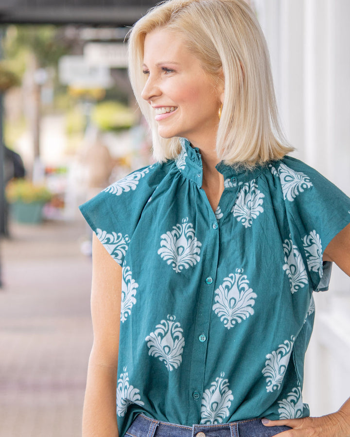 Bays Blouse-Frosted Crest