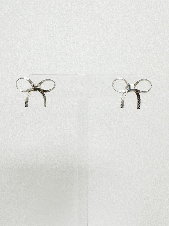 Bracha Bow Earrings-Silver