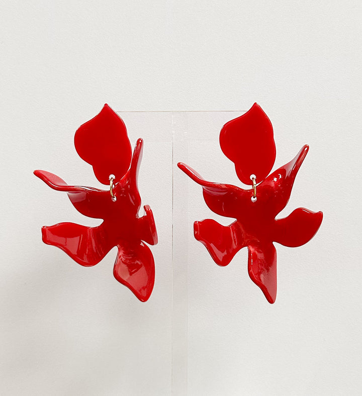 Flora Earrings -Crimson
