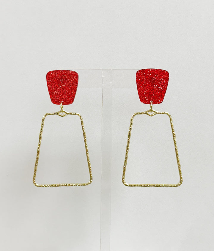 Kaelyn Earrings-Crimson Glitter