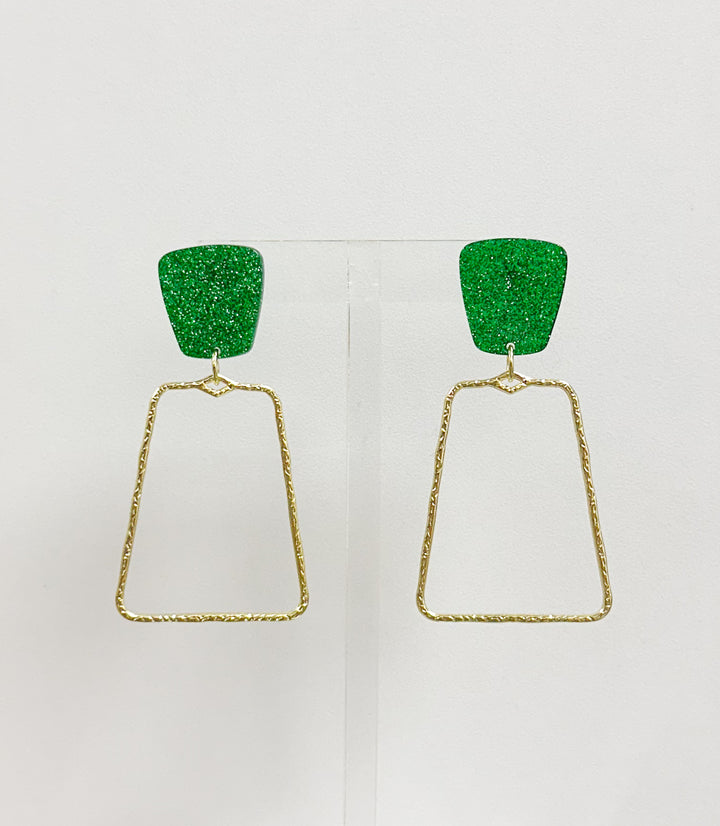 Kaelyn Earrings-Green Glitter