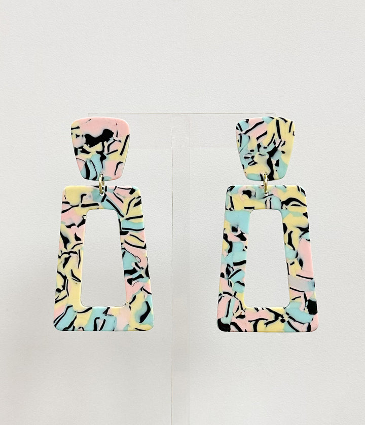 Kennedy Earrings-Blue/Pink Retro