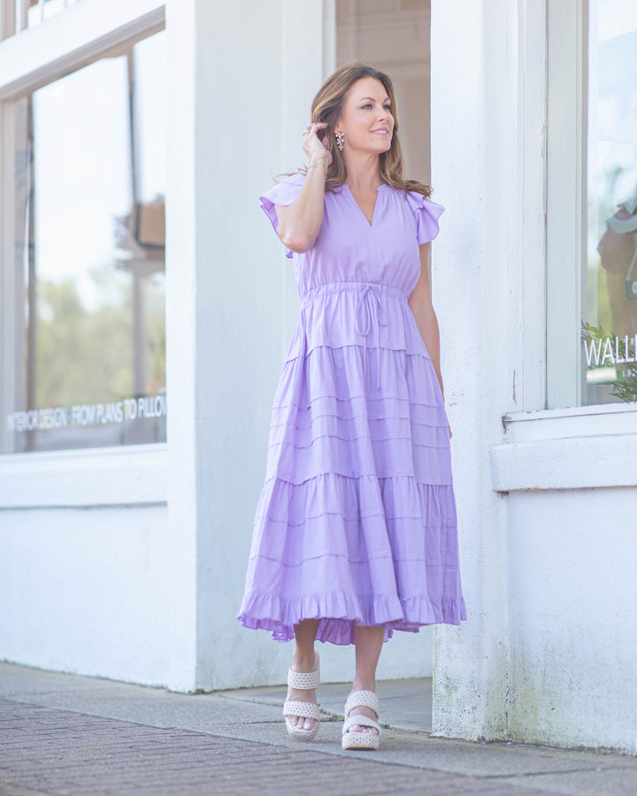 Macy Tiered Maxi Dress-Lilac
