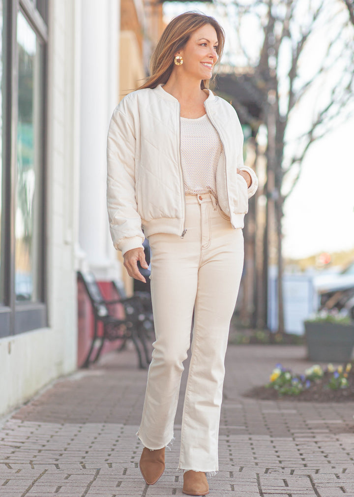 Soho Ankle Flare Jeans-Oat Milk
