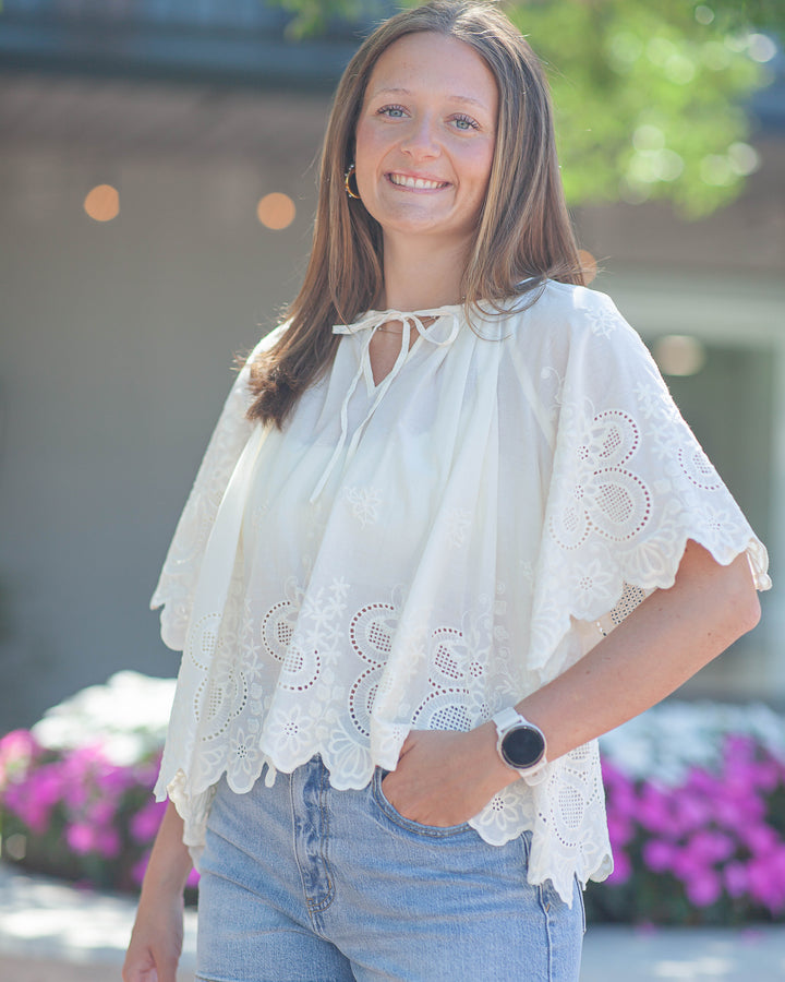 Hannah Eyelet Blouse-Ivory