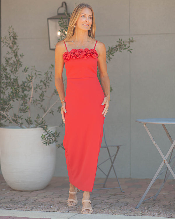 Solana Rosette Convertible Dress-Red