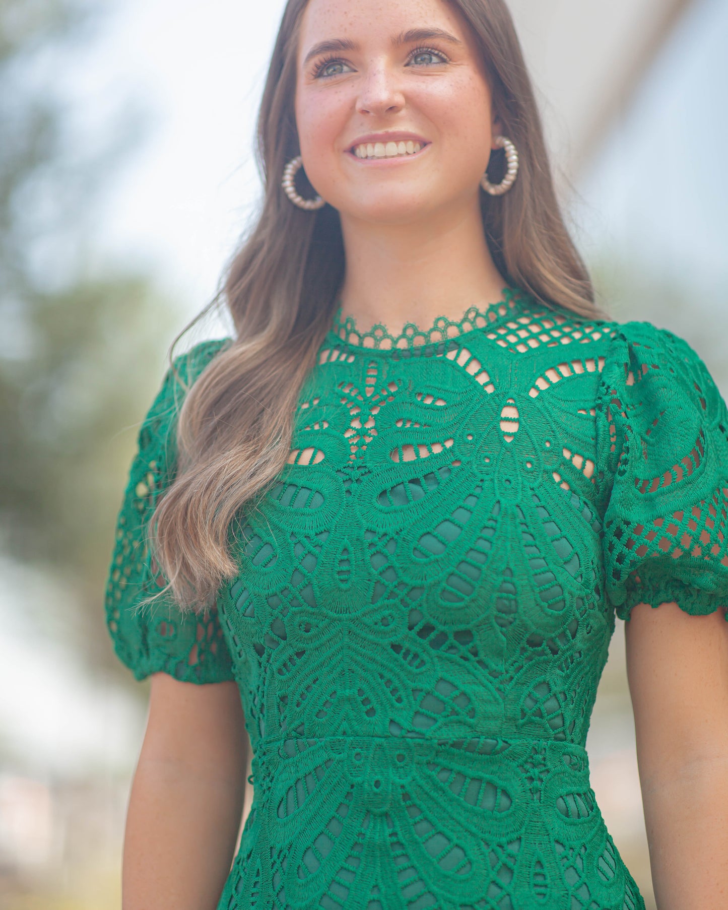 Clarisse A Line Lace Dress-Emerald