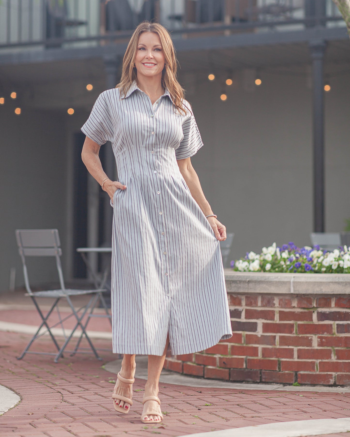 Audrey Button Up Dress-Grey