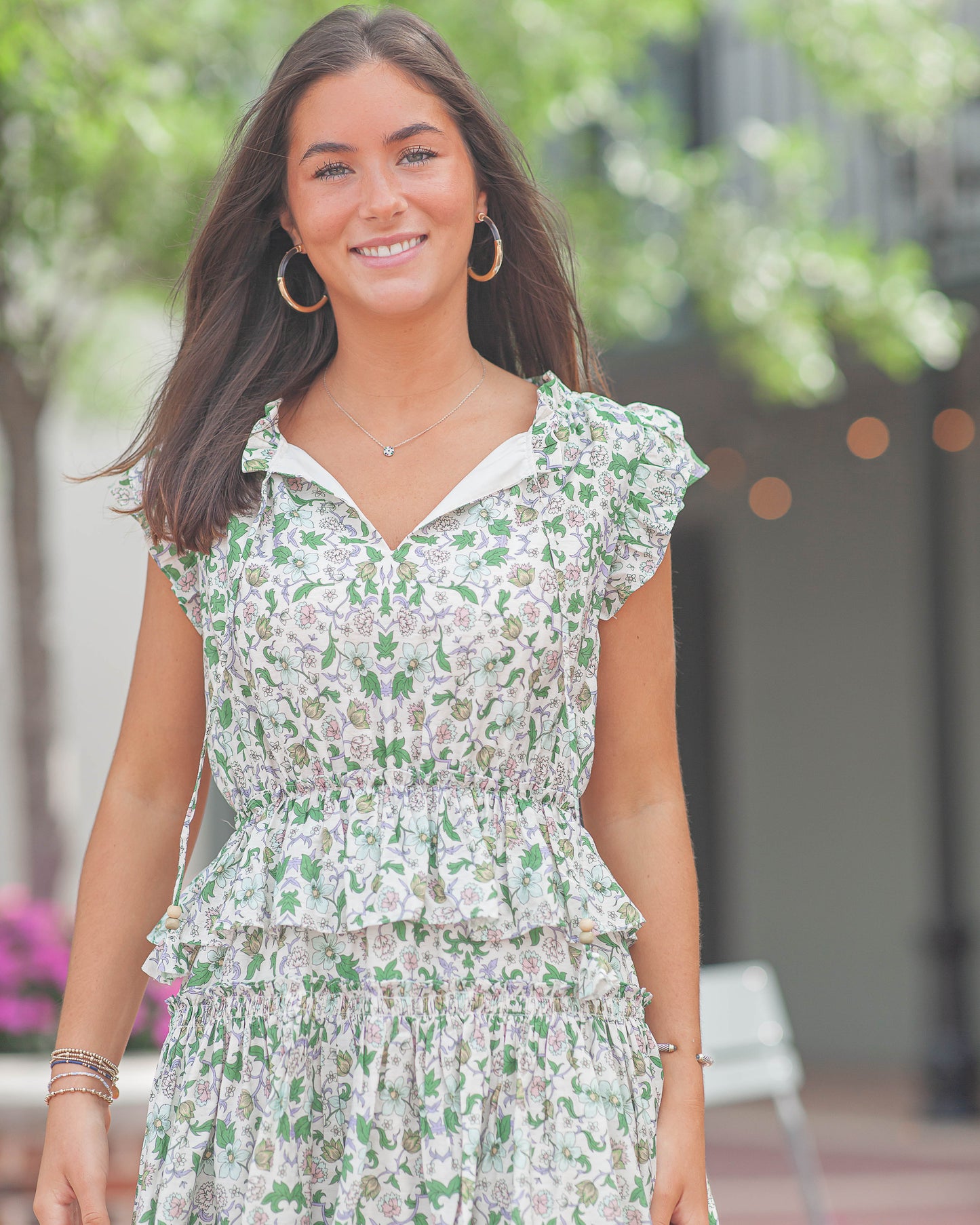 Betty Ruffled Mini Dress-Green
