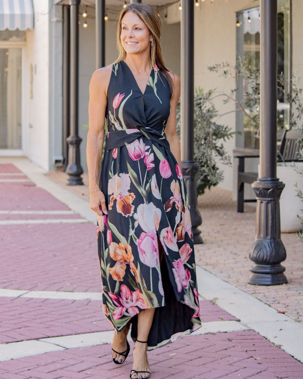 Aliyah Twisted Halter Maxi Dress-Black