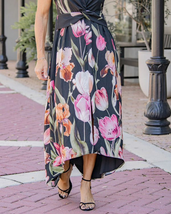 Aliyah Twisted Halter Maxi Dress-Black