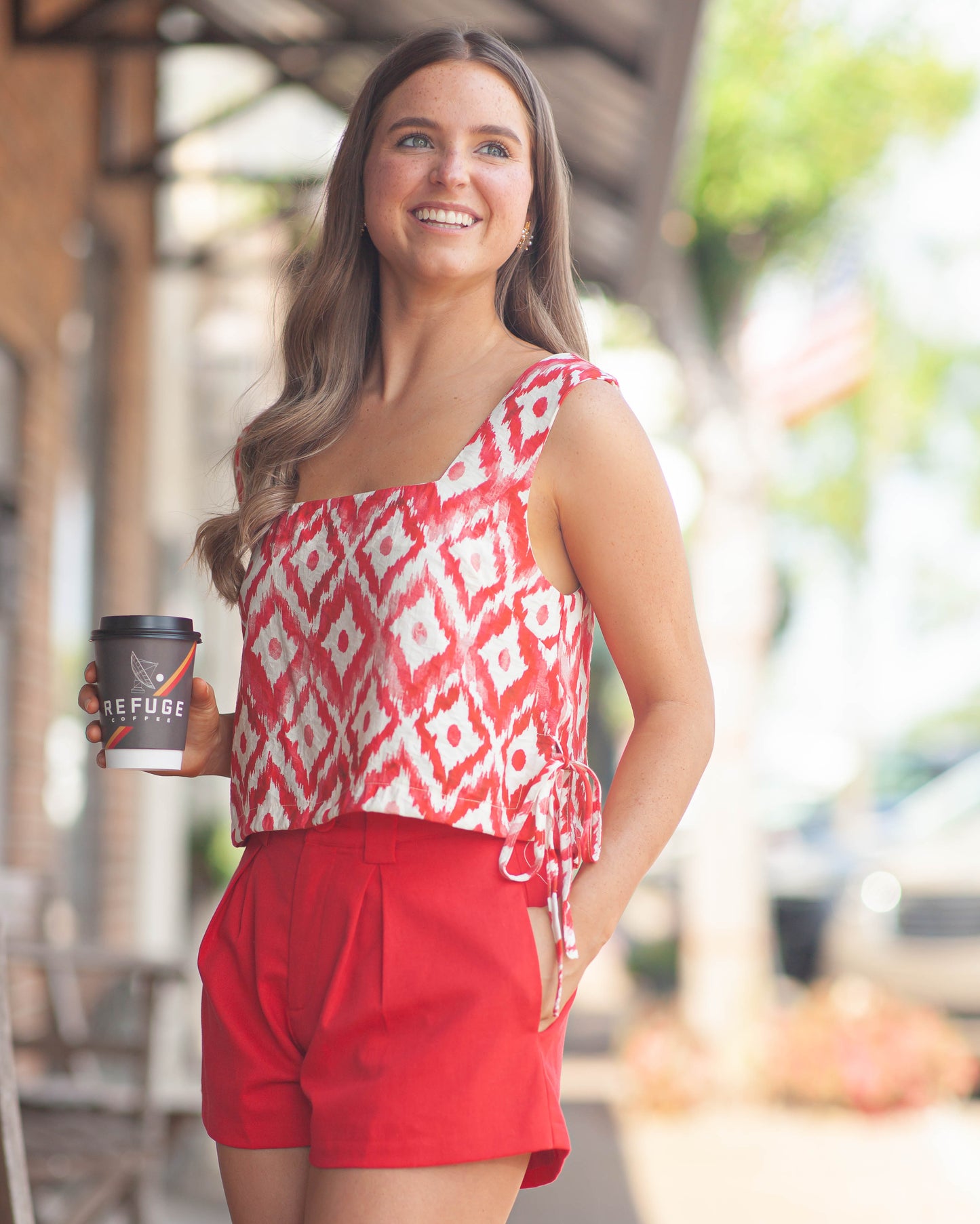 Rachel Linen Shorts-Red
