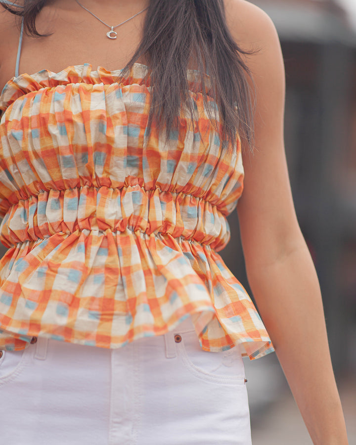 Haley Top With Ties-Plaid