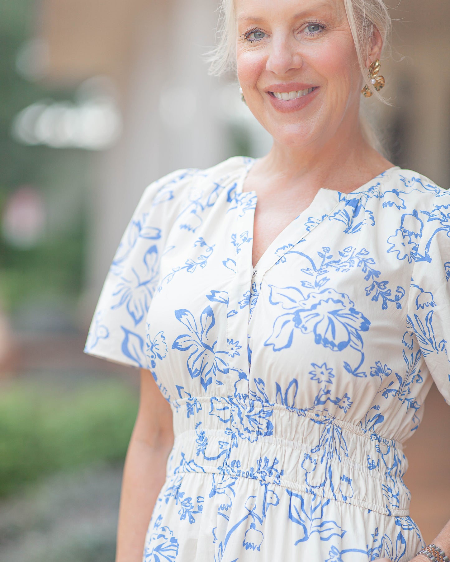 Mandy Floral Midi Dress-Blue