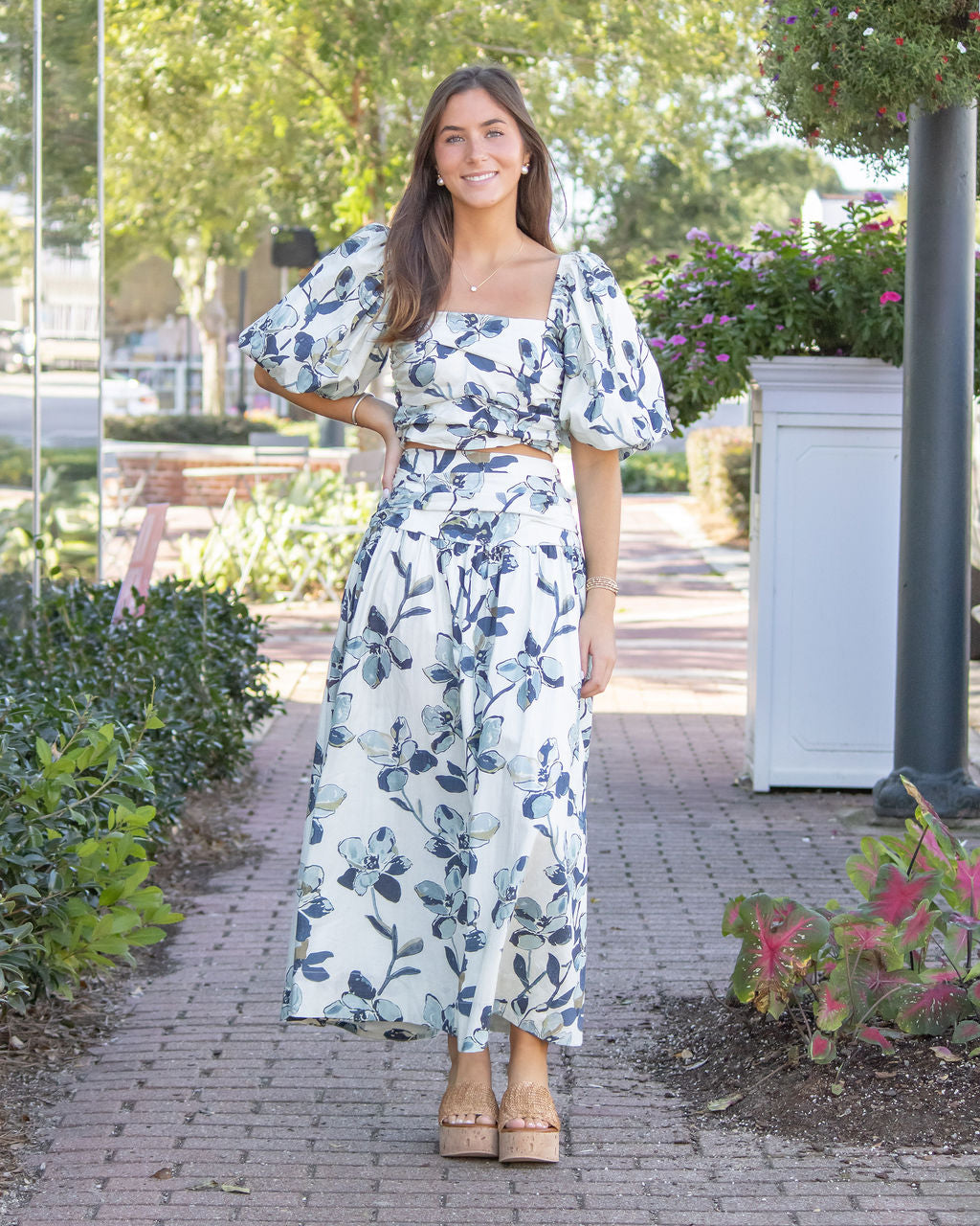 Helena Shirred Maxi Skirt-Navy