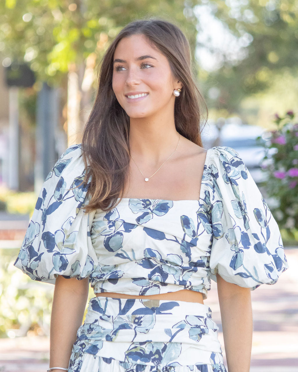 Helena Shirred Crop Top-Navy