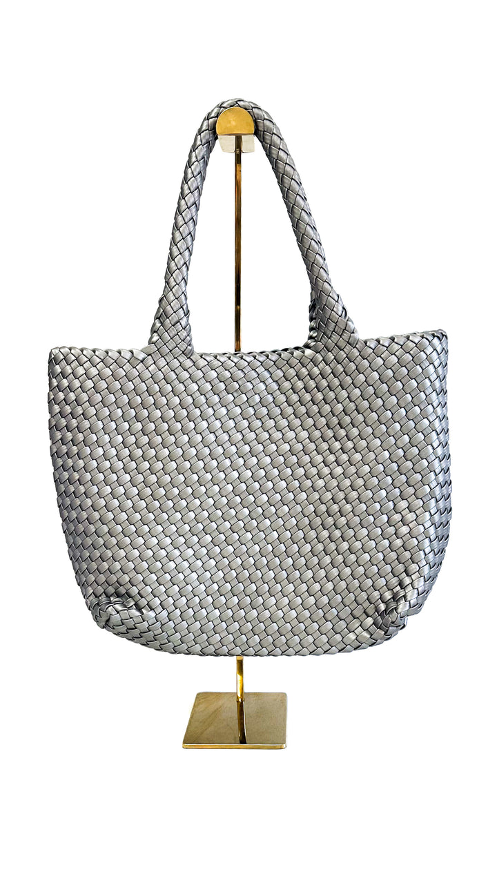 Woven Tote Bag-Pewter