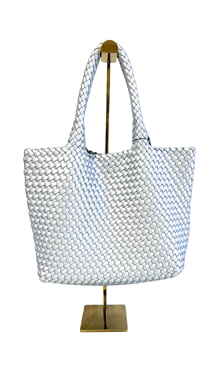Woven Tote Bag-Silver