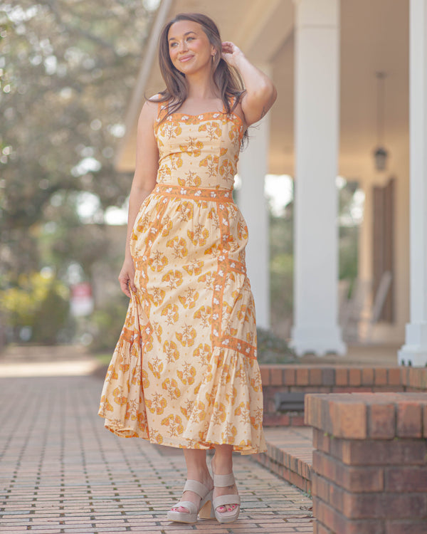 Valley Crest Maxi Skirt-Orange