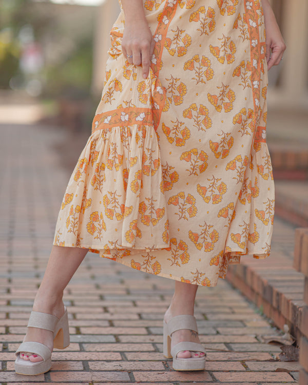 Valley Crest Maxi Skirt-Orange