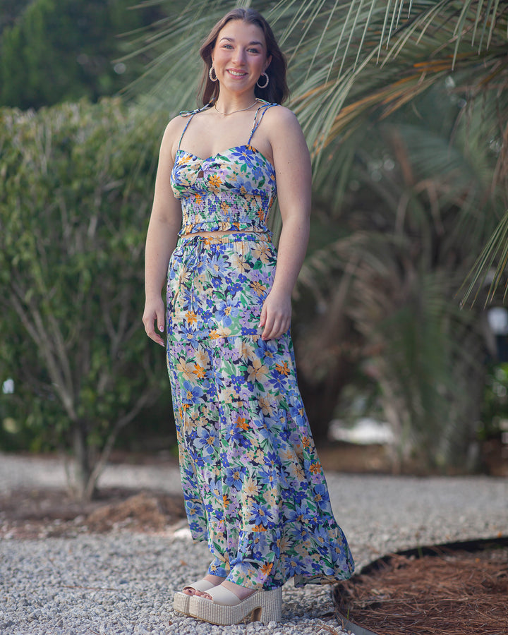 Lotus Maxi Skirt-Vista Blue