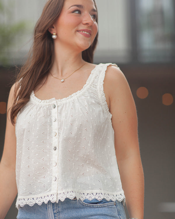 Leticia Tank Top-Gardenia