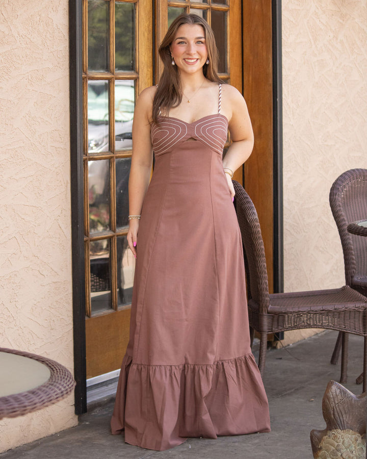 Sara Braided Maxi Dress-Chocolate