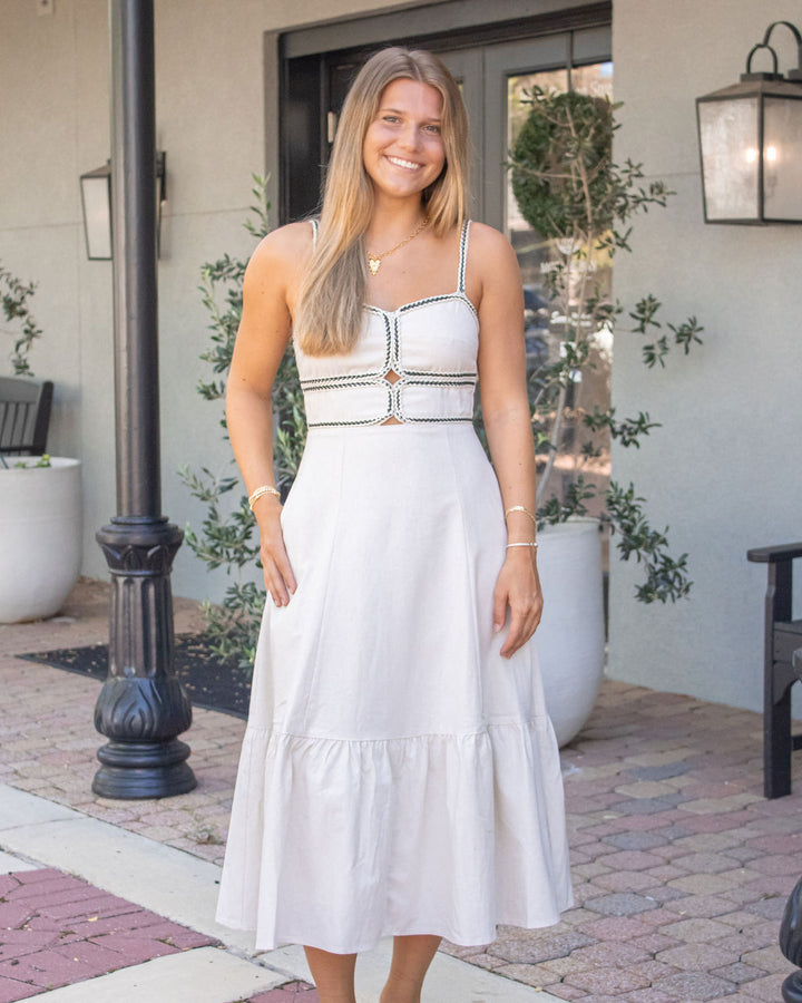 Landry Trimmed Midi Dress-Linen