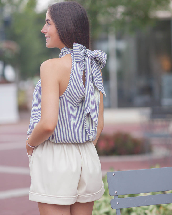 Somerset Bubble Top-Blue Stripe