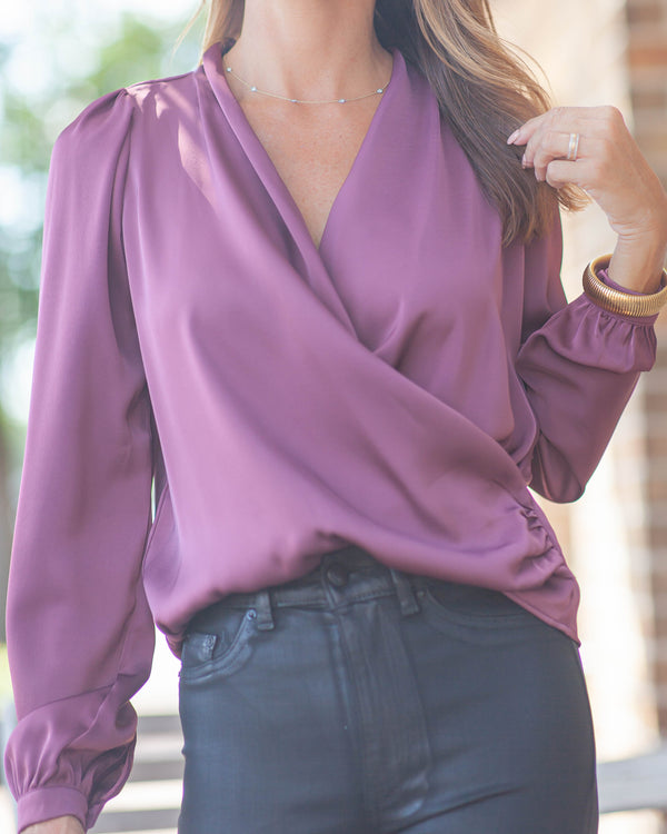 Fluid Satin Blouse-Dusty Rose