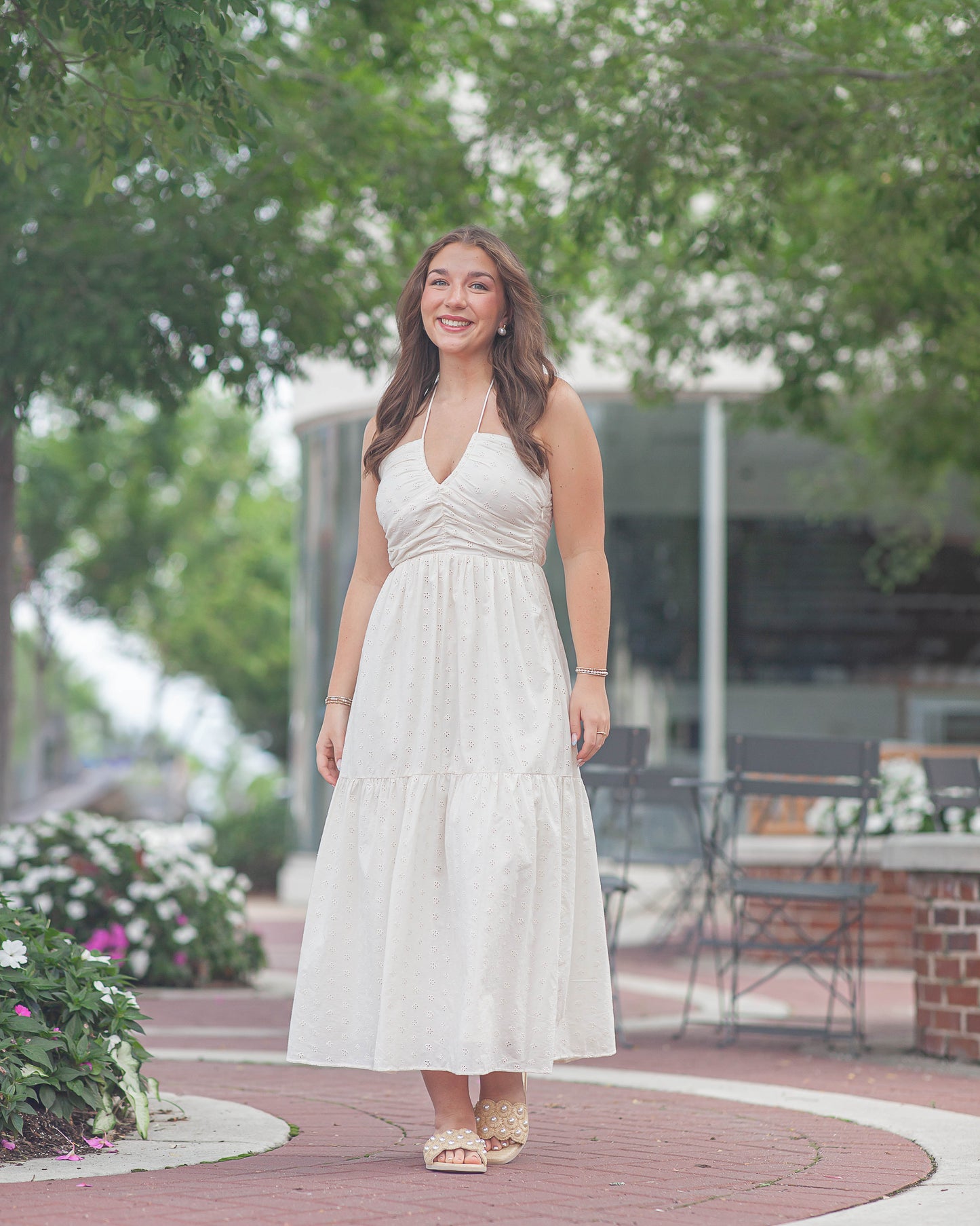 Aeries Halter Dres-Ivory Eyelet