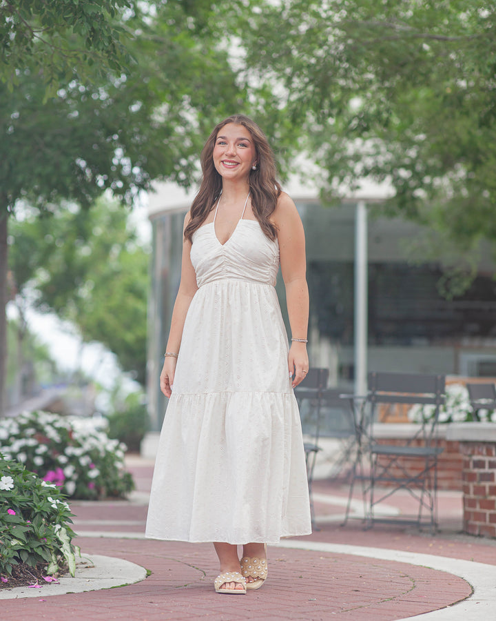 Aeries Halter Dres-Ivory Eyelet