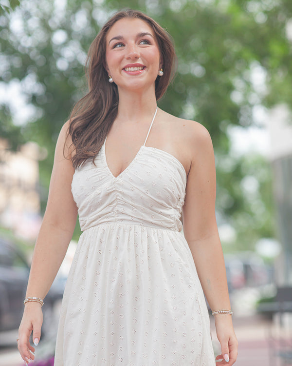 Aeries Halter Dres-Ivory Eyelet