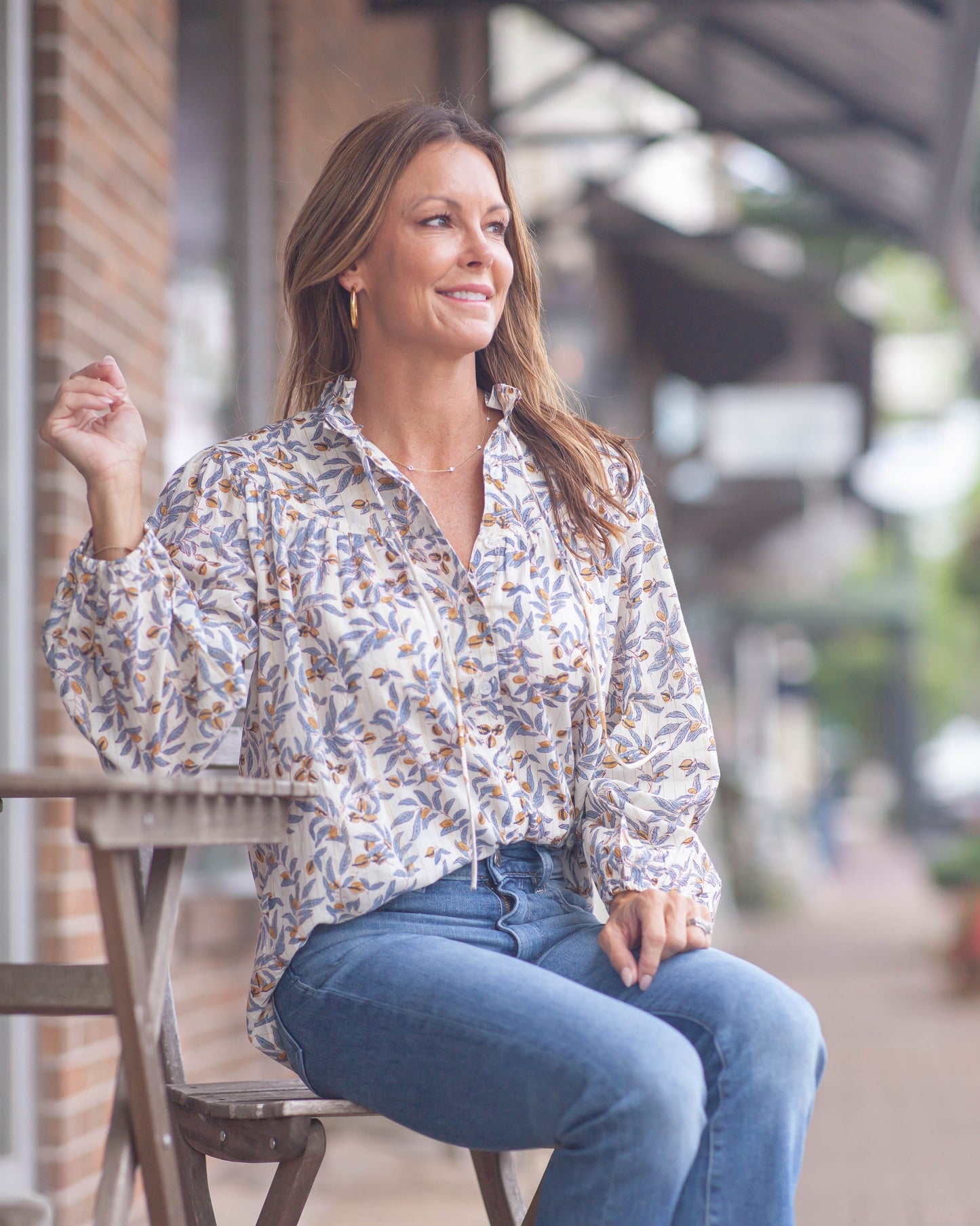 Olive Blouse-Gilded Branch
