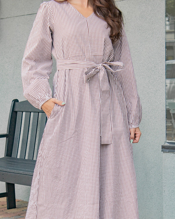 Zoie Maxi Dress-Sandstone Gingham