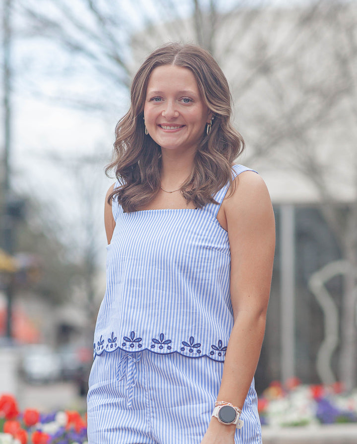 Ella Scallop Top-Blue