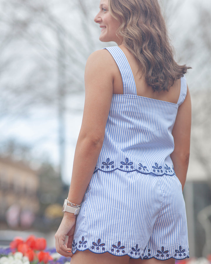 Ella Scallop Top-Blue