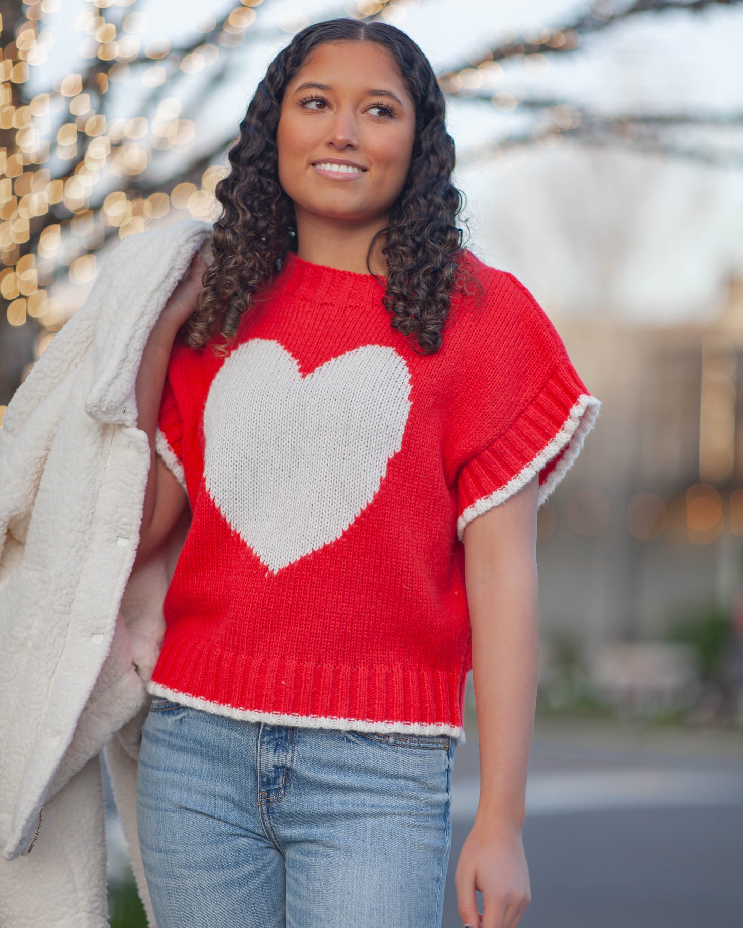 Lane Heart Sweater-Red