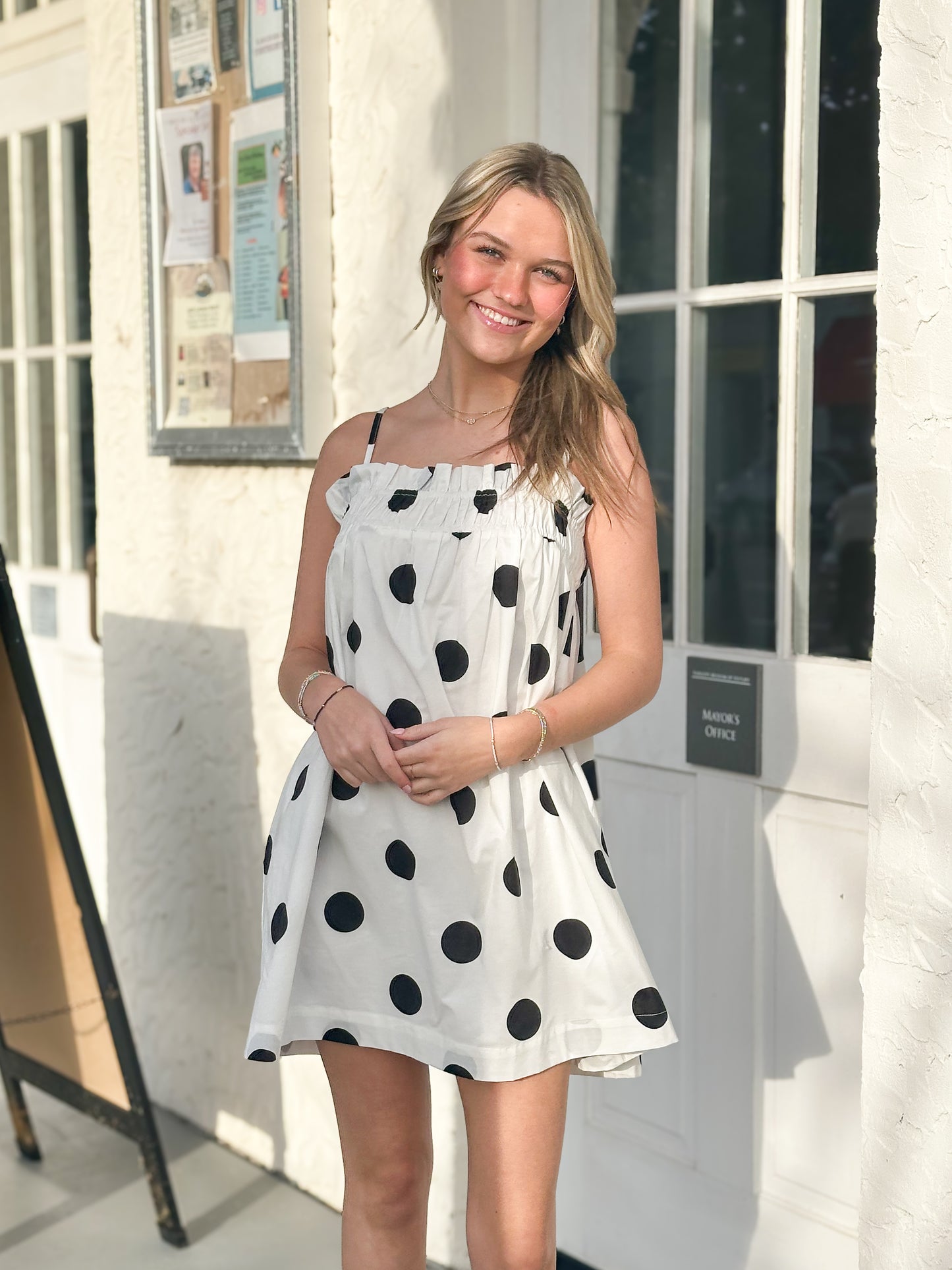 Lillian Polka Dot Mini Dress-White