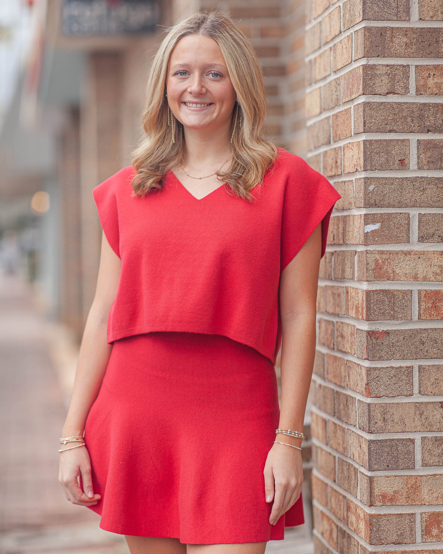 Ava Flared Mini Skirt-Red